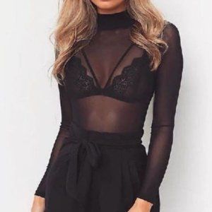 Elegant Black Sheer Lace Top
